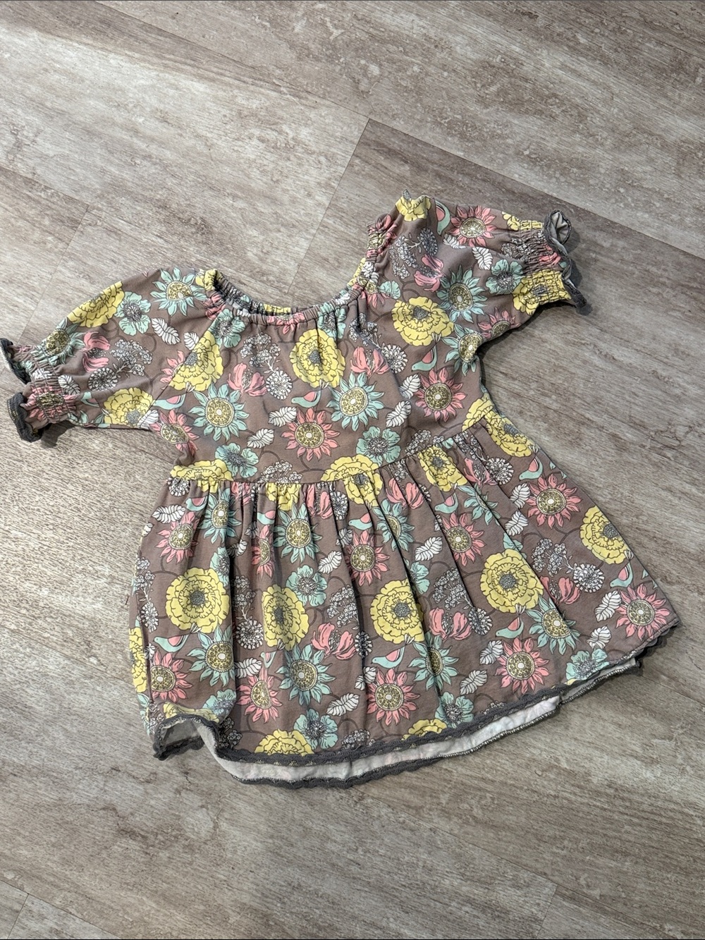 Matilda Jane Floral Top - gray, Yellow, Pink & Blue